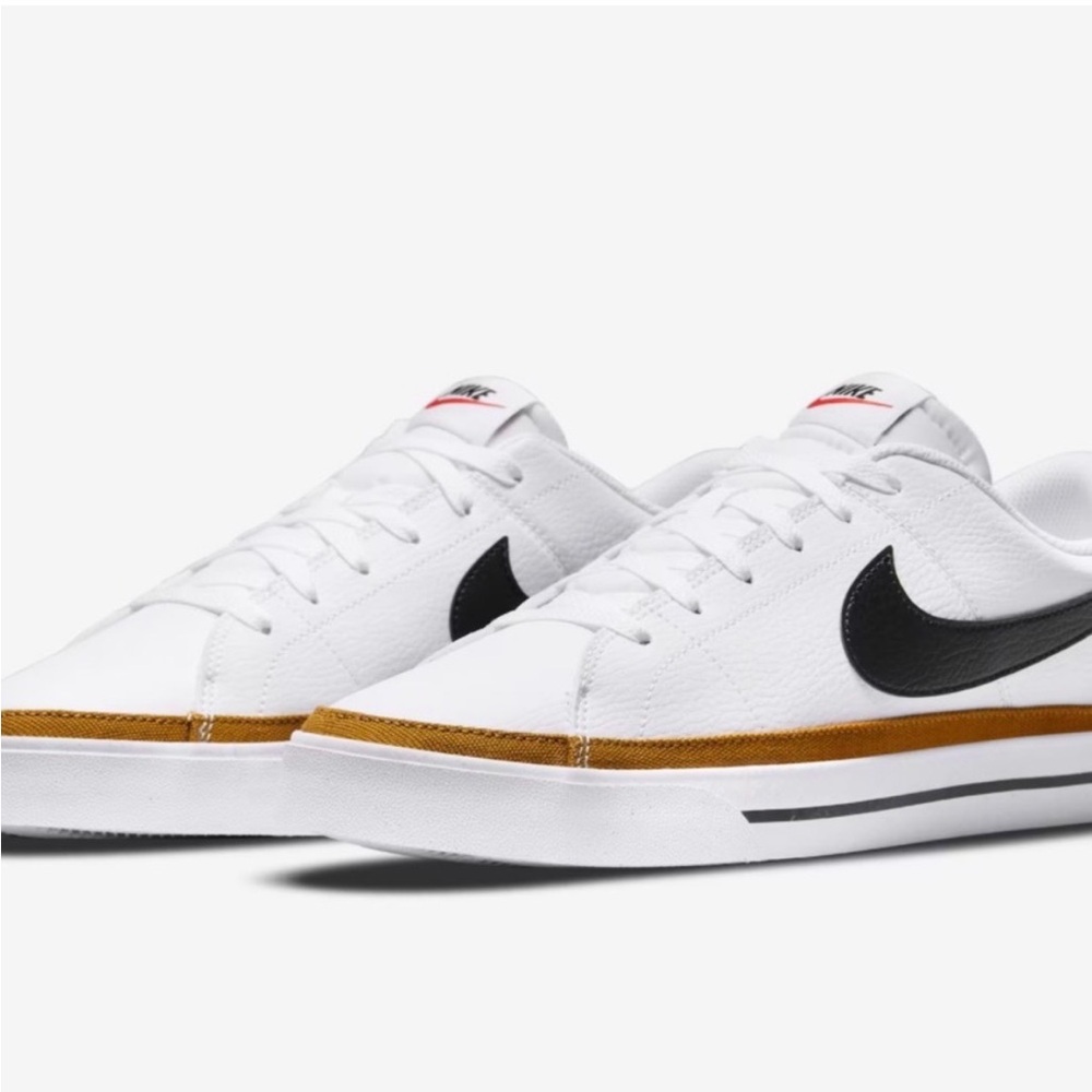Nike White Sneakers with Black and Brown Accents
